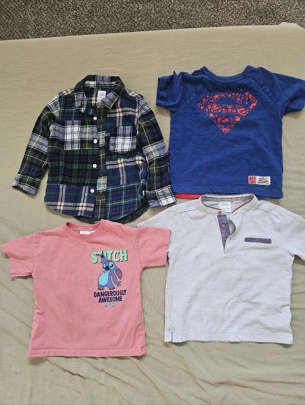 Toddler Boy Size 3T Tops Bundle - Gap x SJP Flannel, Superman Cape & Zara Tees